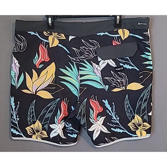 Hurley Phantom Domino Boardshorts 18" Size 40 Hawaiian Floral Black EUC - Picture 5 of 12